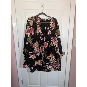 Roamans 26w Floral business casual blouse